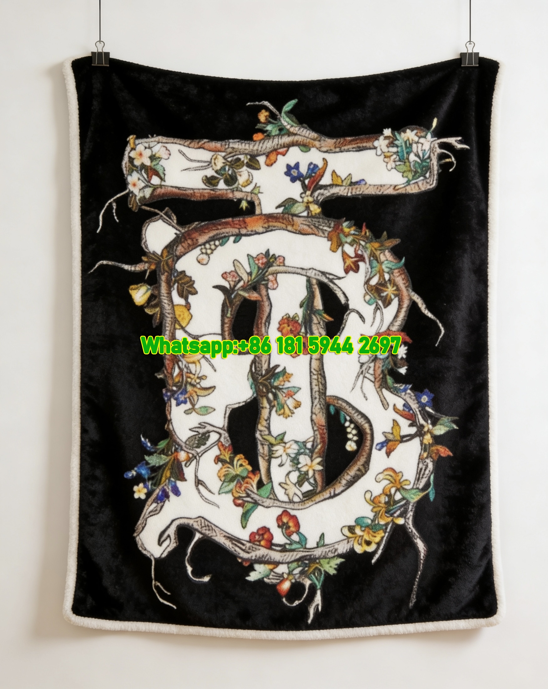 Burberry TB Floral Flannel Throw Blanket B164